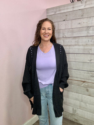 "Lunch Date" Charcoal Cardigan *FINAL SALE*