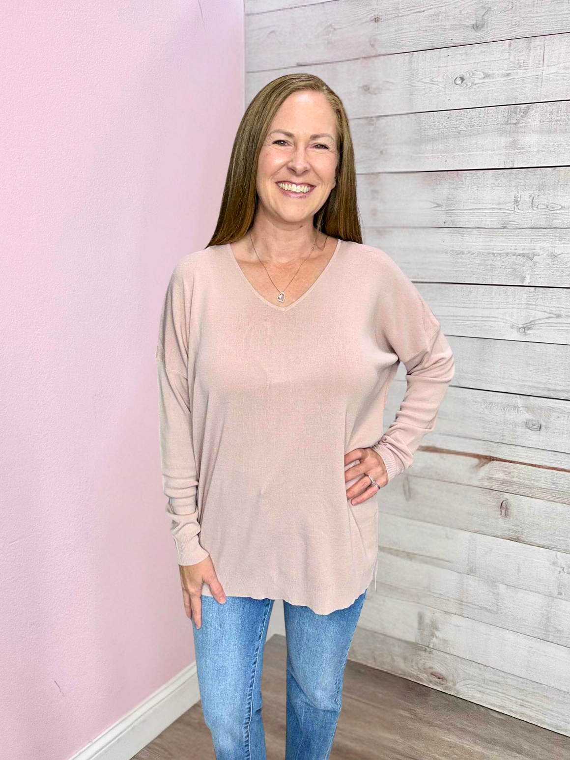 "Days Like This" Lightweight Sweater- Blush