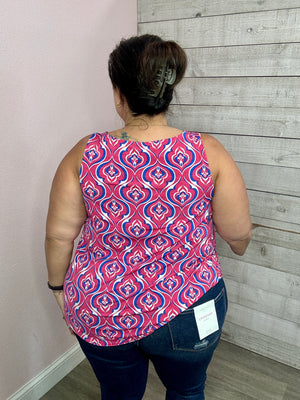 "City Escape" Pink/Blue Abstract Print Top **FINAL SALE**