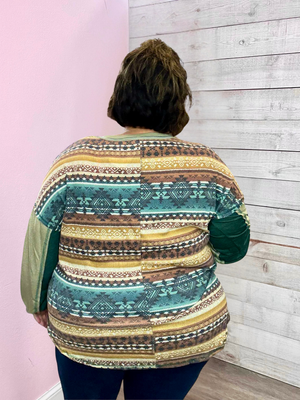 "Classic Charm" Sage Aztec Top