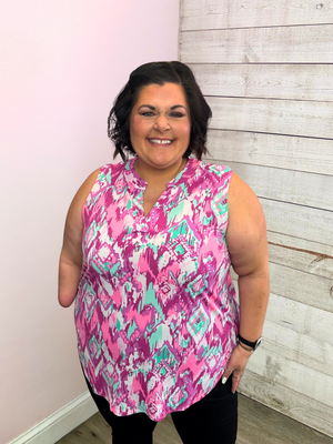 "Chic Mindset" Pink/Mint Lizzy Tank Top