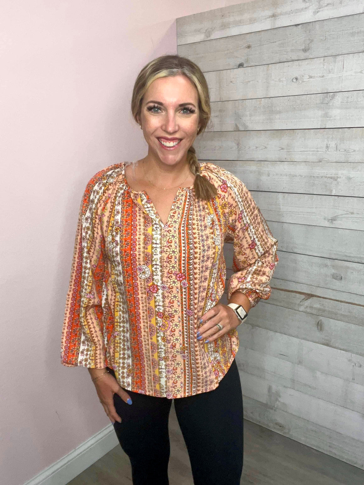 "Loving Gaze" Orange Floral Print Top
