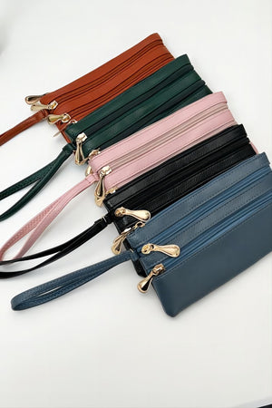 "Taylor"  Triple Zipper Wrist Wallet Clutch