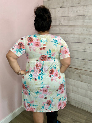 "Hours Of Flowers" Ivory Floral Dress **FINAL SALE**