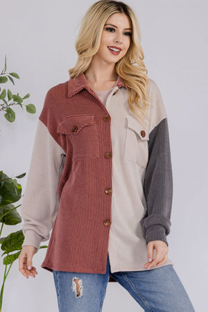 "Fireside Snuggles" Button Up Shacket