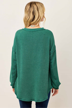 "Down To Earth" Green Ribbed Top