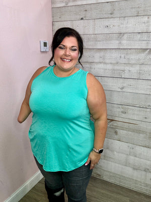 "Pushing Forward" Solid Tank Top- Green