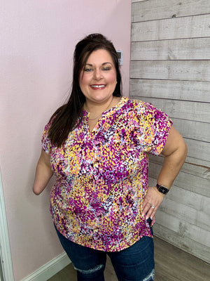 "Brunch With Bestie" Magenta Lizzy Short Sleeve Top