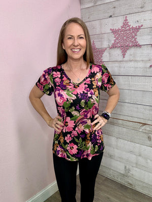 "My Everything" Floral Print Short Sleeve Top *FINAL SALE*