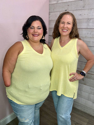 "Darling Days" Ribbed Tank Top- Yellow