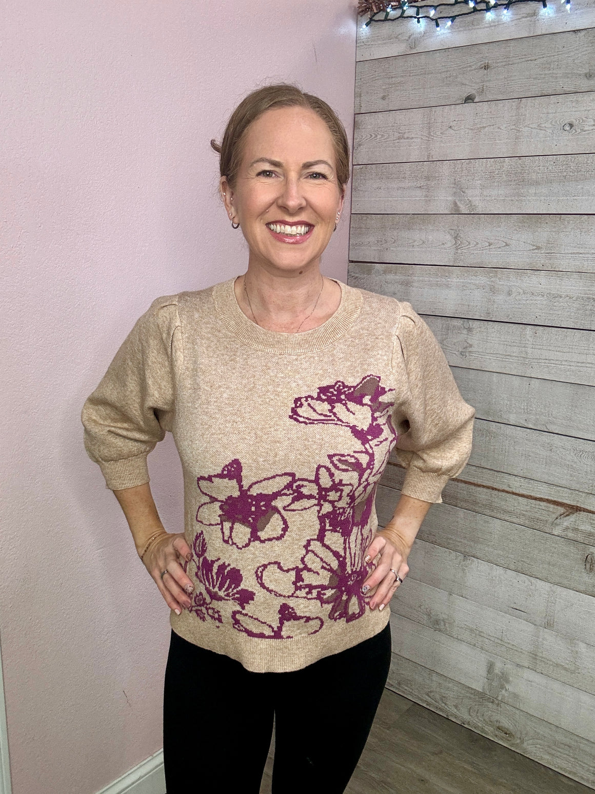 "Cozy Couture" Puff Sleeve Floral Sweater *FINAL SALE*
