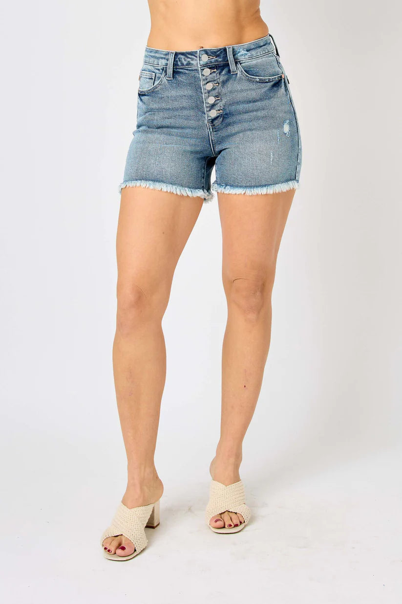 Judy Blue Hi-Waist Button Fly Shorts- 150206