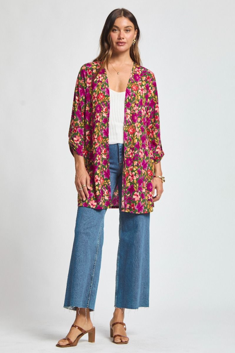 "Sunday Mornings" Green Floral Lizzy Cardigan