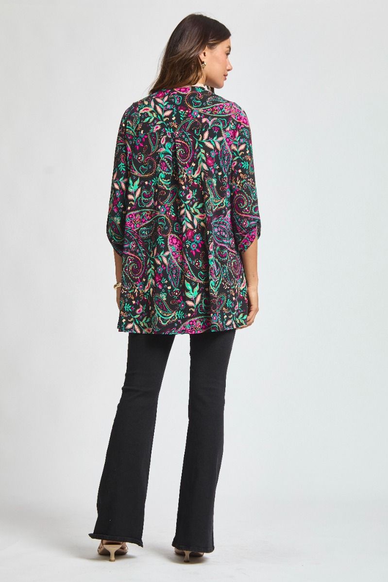 "Floral Melody" Black Paisley Lizzy Cardigan