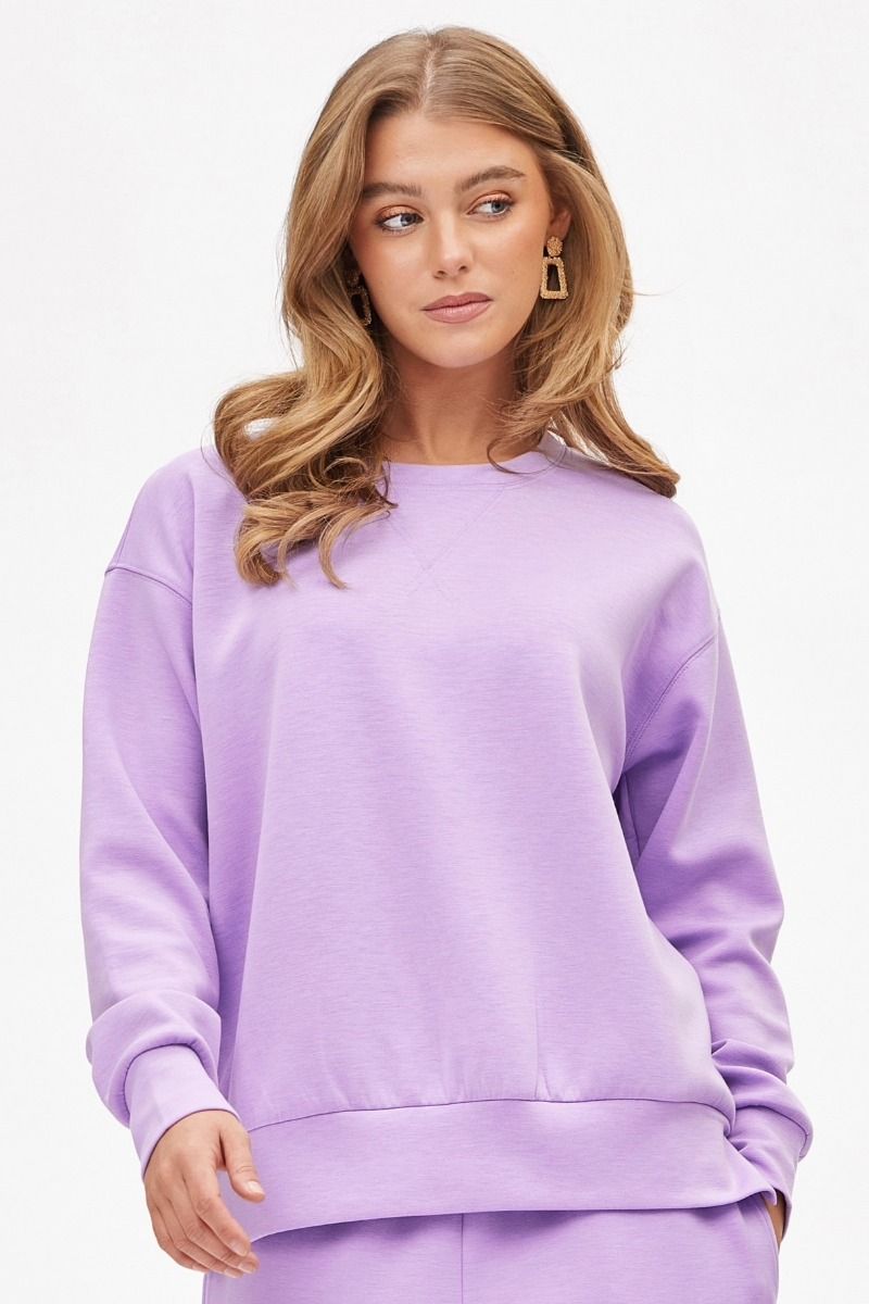 "Closer To Love" Solid Sweatshirt- Purple