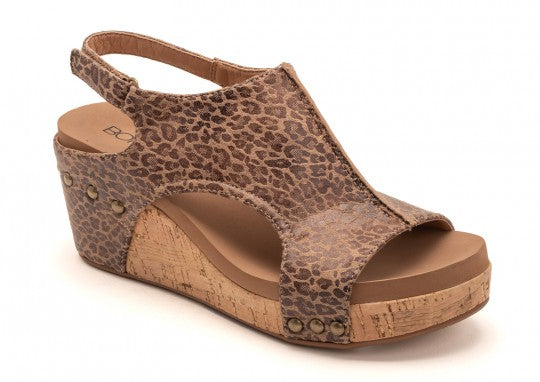 "Carley" Corky Wedge Sandal- Leopard