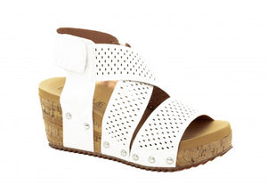 "Guilty Pleasure" Corky Wedge Sandal- Ivory Snake